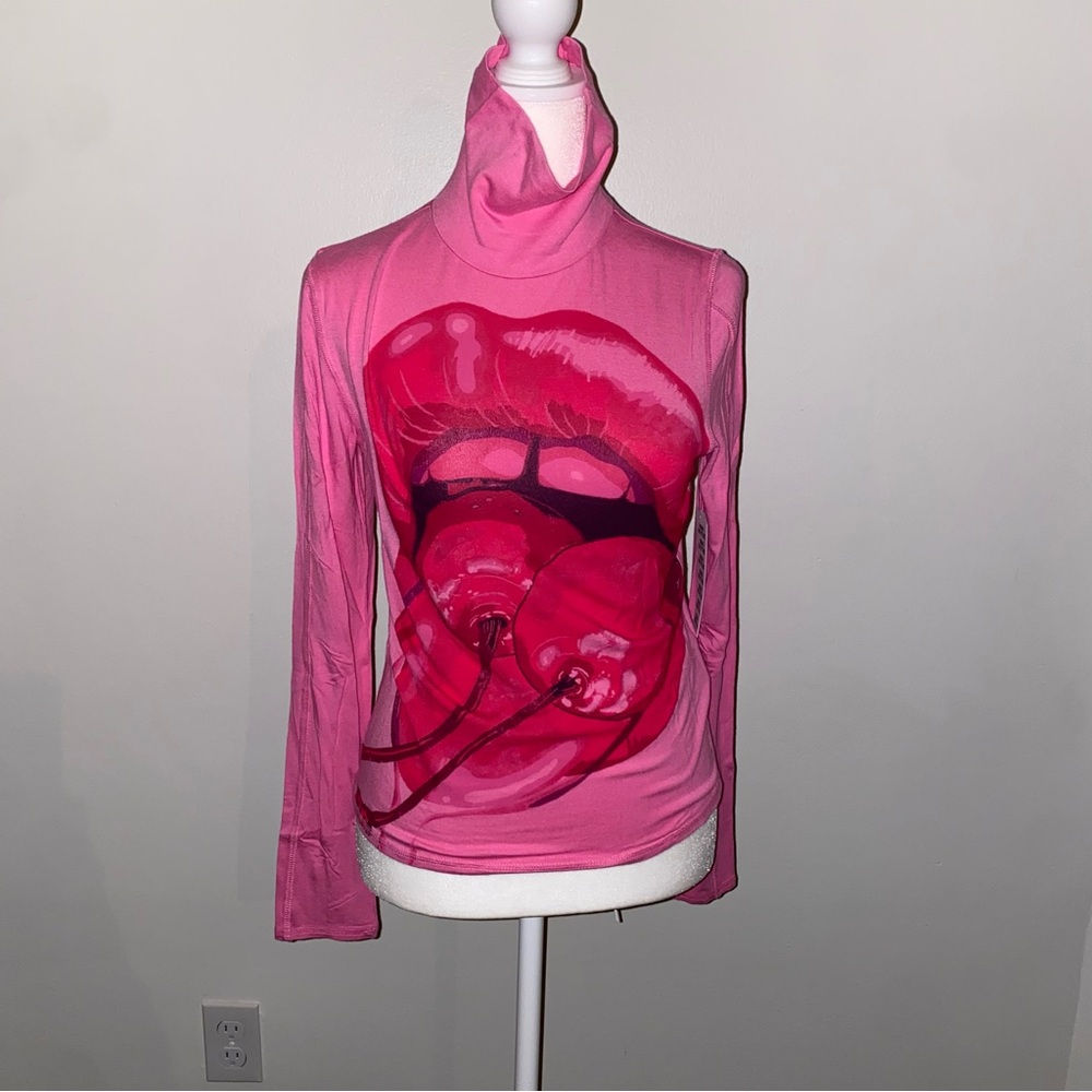 Urban Outfitters Pink Top with Lip Design